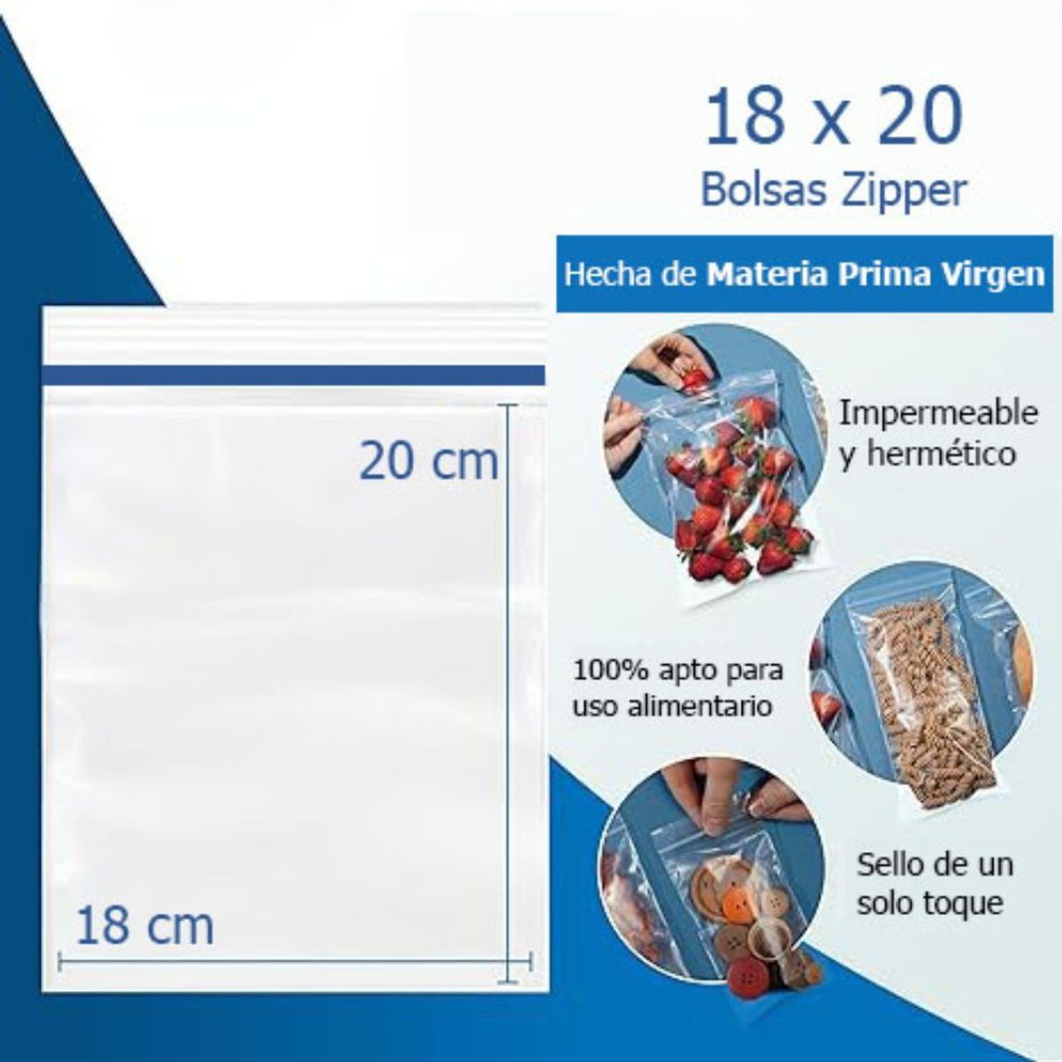 GENERICO - Bolsas Cierre Fácil Zipper 18x20 500 Unidades
