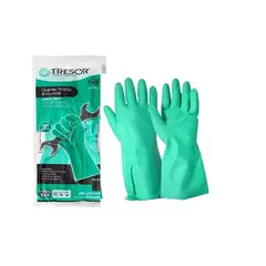GENERICO - Guante De Aseo Nitrilo Flocado Verde Tresor Bolsa X 1 Par M