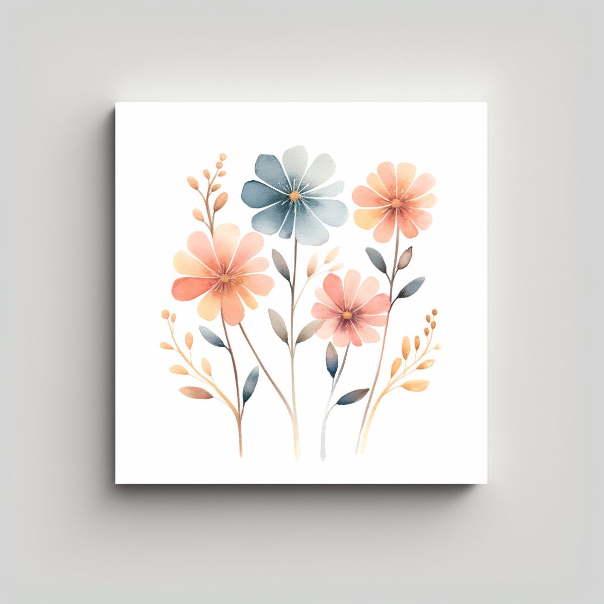 GENERICO - Ilustración Minimalista De Flores En Acuarela 30x30 Cm