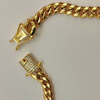 Imagen 2 del producto Pulsera ORO LAMINADO 18K Tejido CUBANA Con BROCHE de CRISTALES