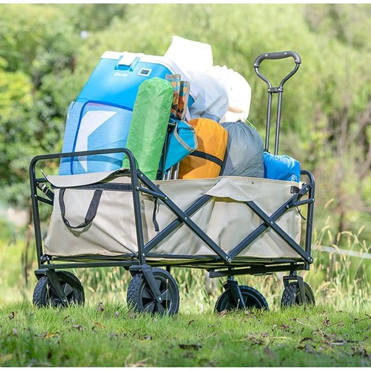 GENERICO - Carrito de compras paseo camping playa - Carro de arraste Beige