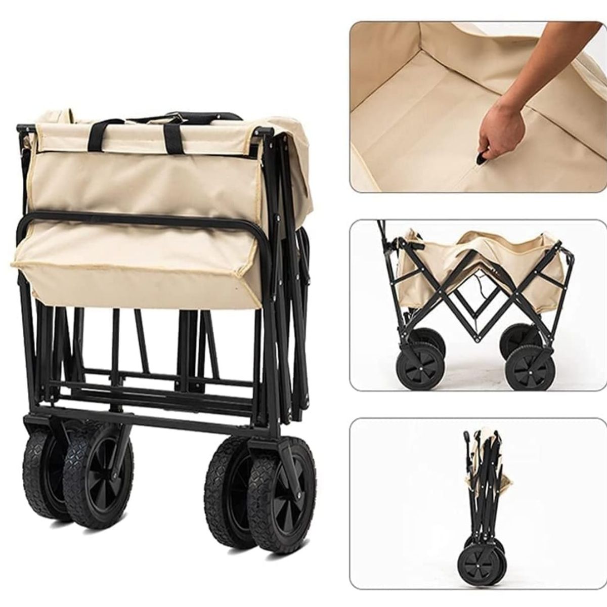 GENERICO - Carrito de compras paseo camping playa - Carro de arraste Beige