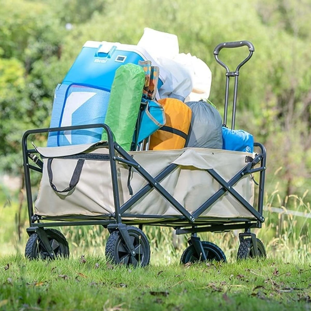 GENERICO - Carrito para Compras Plegable de Arrastre Beige
