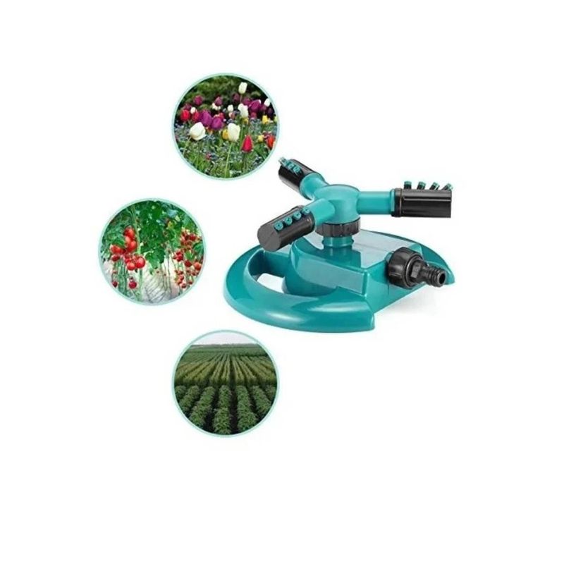 ANGELES DEL HOGAR - ASPERSOR RIEGO AUTOMATICO DE 3 BRAZOS 360° MANGUERA JARDIN