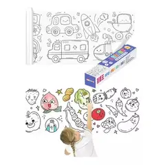 GENERICO - Rollo De Dibujos Para Colorear De 3 Metros Papel Para Niños