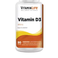 VITAMIN LIFE - Vitamina D3 (800 Iu/ 90 Cápsulas) - Sabor Sin Sabor