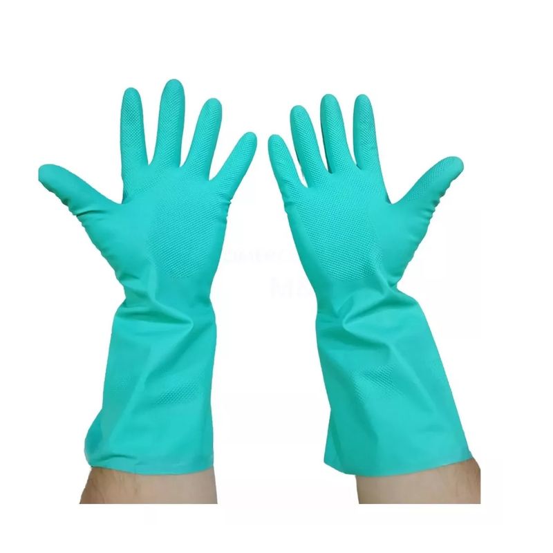 GENERICO - Guante De Aseo Nitrilo Flocado Verde Tresor Bolsa X 1 Par S