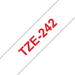 BROTHER - Cinta Tze242 Rojo Sobre Blanco 18mm X 8mts