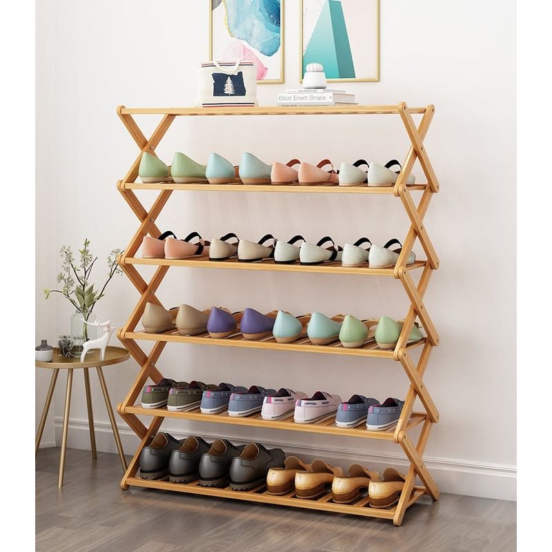 GENERICO - Zapatero Organizador Bambú Multiuso 6 Niveles 70x95cm 10673