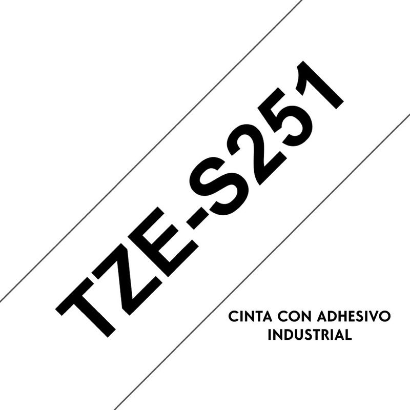 BROTHER - Cinta Brother Tzes251 Industrial Negro Sobre Blanco 24mm