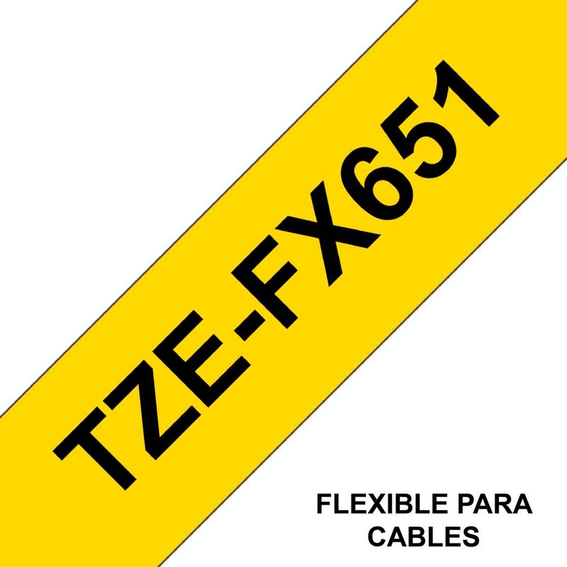 BROTHER - Cinta Brother Flexible  Negro Sobre Amarillo 24mm Tzefx651
