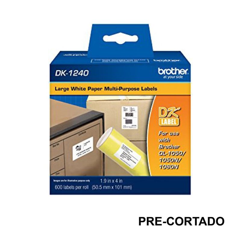 BROTHER - Rollo Brother DK1240 Pre cortado 102 X 52mm 600 Etiquetas