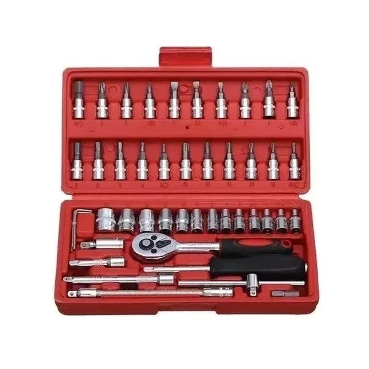 GENERICO - Juego De Herramientas Mecánicas Dados Llaves Acero 46 Pcs