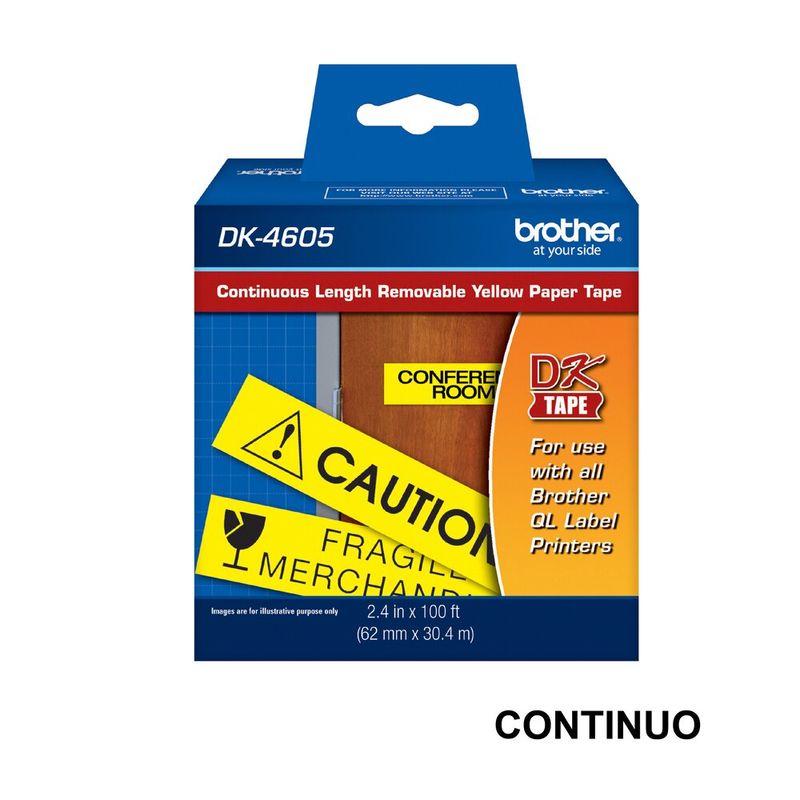 BROTHER - Rollo Brother Negro Sobre Amarillo 62mmx30.48mts Dk4605