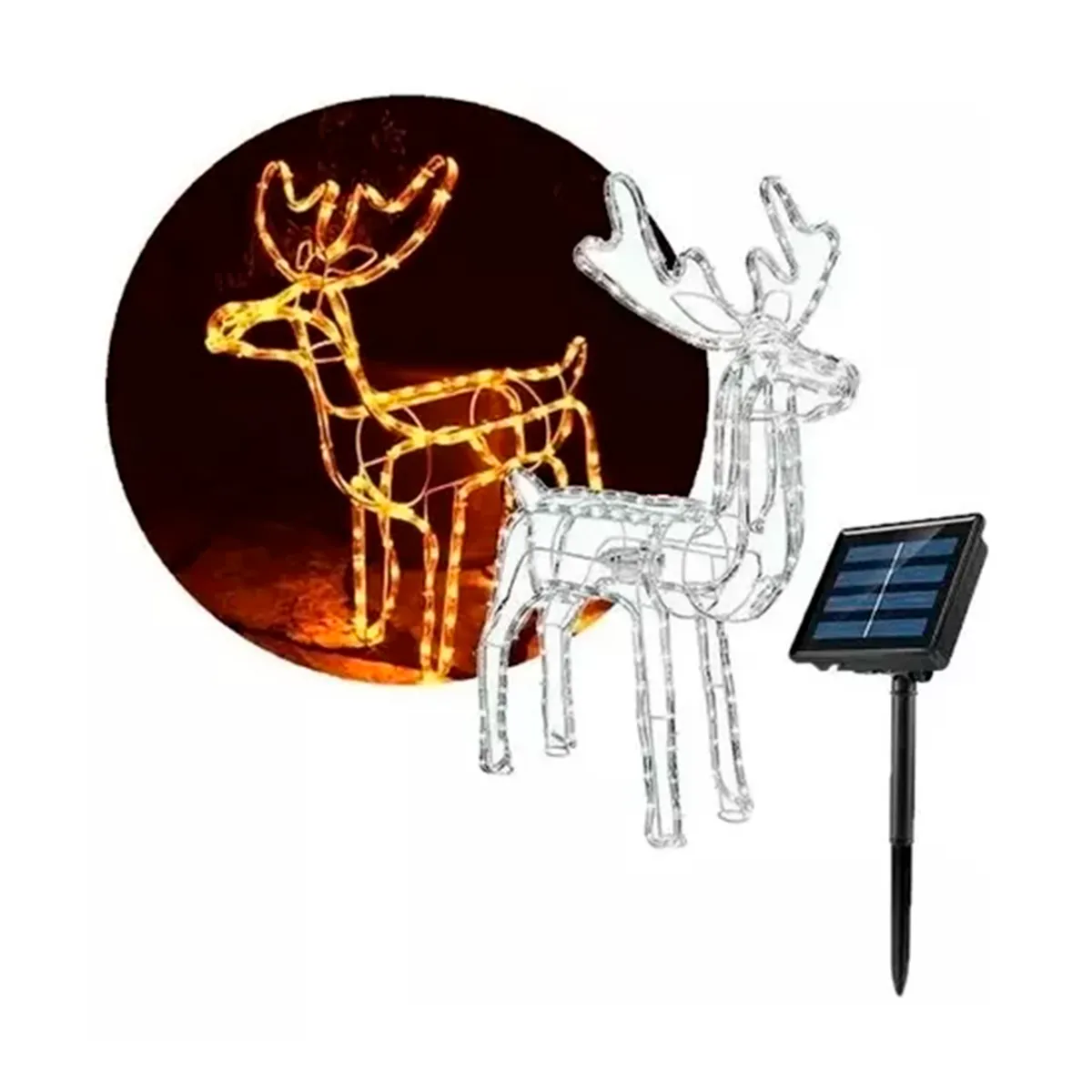 GENERICO - Reno De Navidad Luces Led Solar 95 Cm Luz Calida