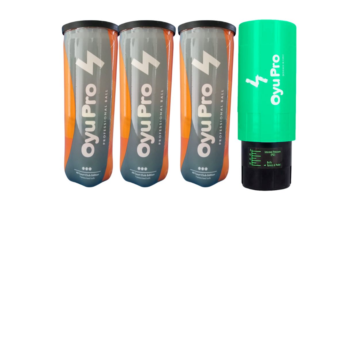 OYU PRO - Presurizador Verde + 3 tarros de pelotas padel