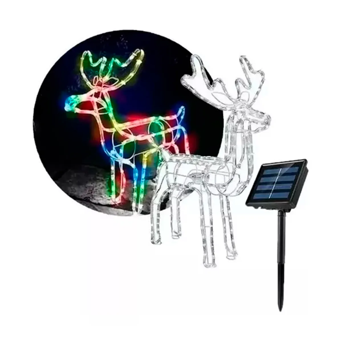 GENERICO - Reno De Navidad Luces Led Solar 95 Cm Luz Multicolor