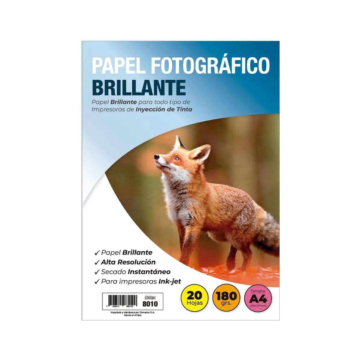ADETEC - Papel Fotográfico Inkjet Glossy A4 180 g X 20 Hojas - 8010