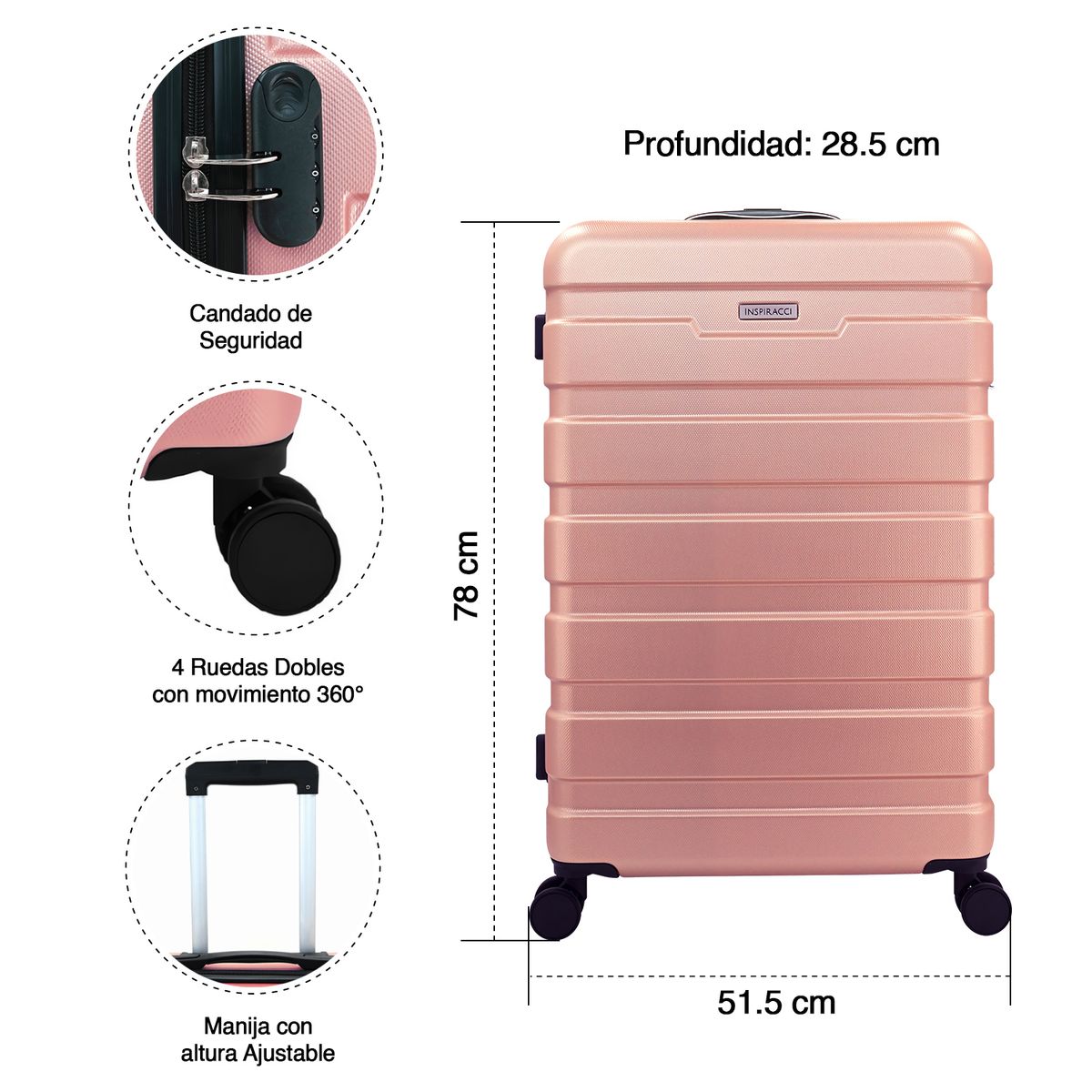 INSPIRACCI - Maleta Rigida Danubio l 23kg rosa