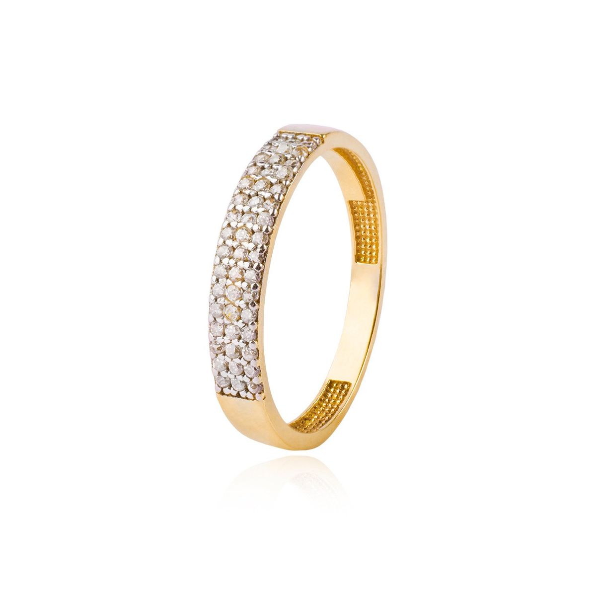 JB JOYAS BARON - Anillo Compromiso de Oro 18Kt Triple Cintillo Circón
