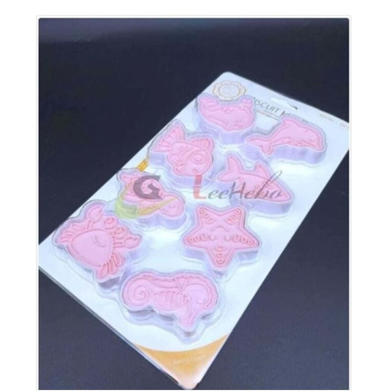 GENERICO - Cortador De Galletas 8 Piezas De Plastico Figura Pez Delfin