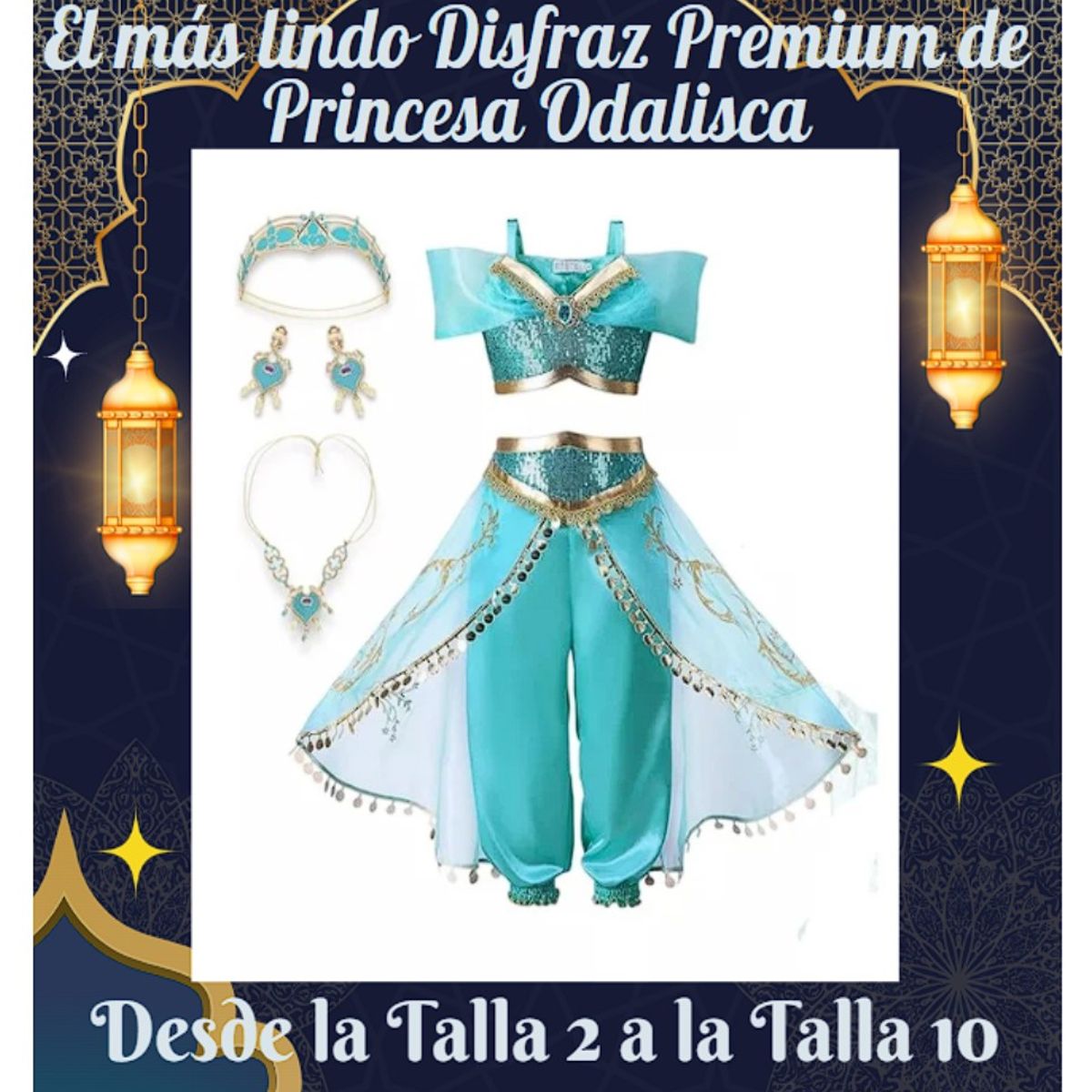 GENERICO - Disfraz Princesa Odalisca Premium incluye accesorios T12