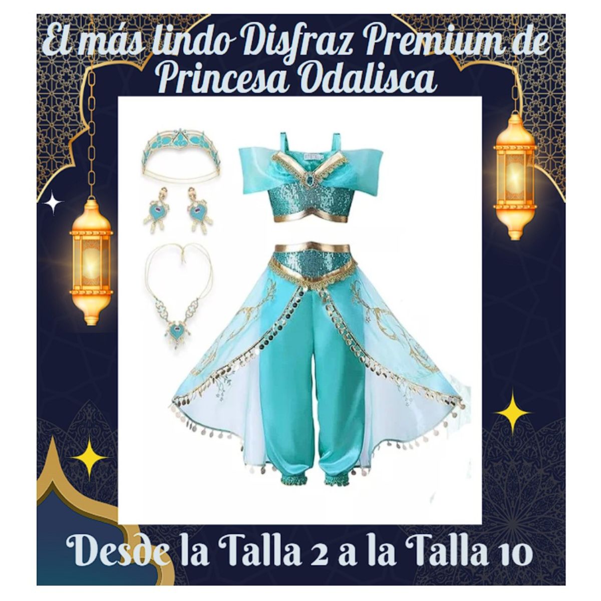 GENERICO - Disfraz Princesa Odalisca Premium incluye accesorios T12