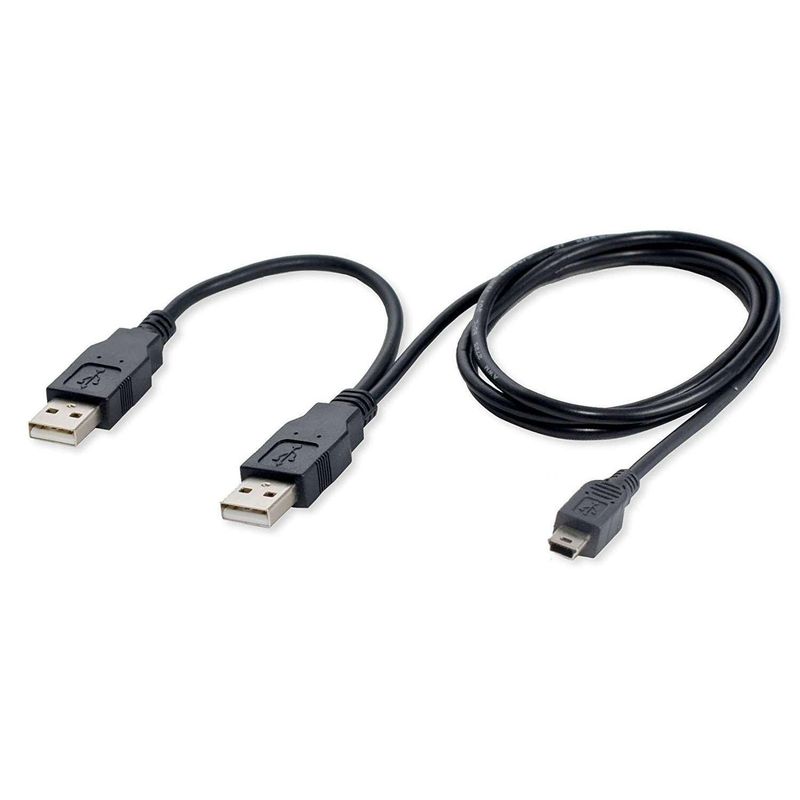 GEN - Cable Usb Disco Duro Externo Cofre Tipo Y Doble 5 Pin Mini - Negro