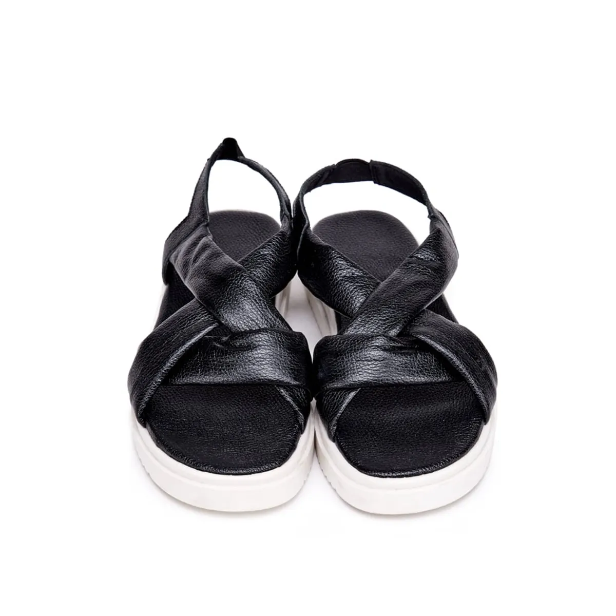 AMPHORA - Sandalia pasy cuero negro