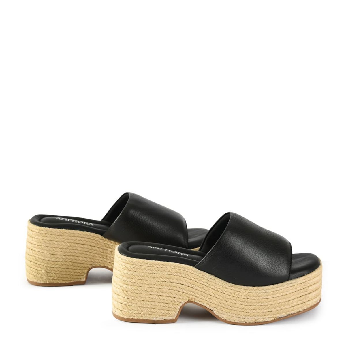 AMPHORA - Sandalia isabela cuero negro