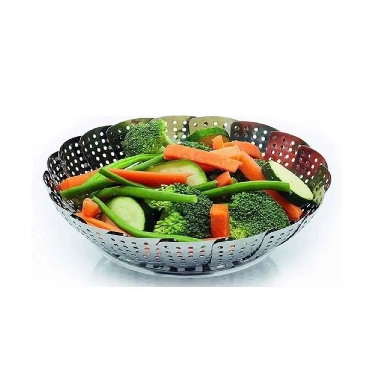 GENERICO - Vaporera Plegable Cocina Cesta Humeante Olla De Vapor Gris