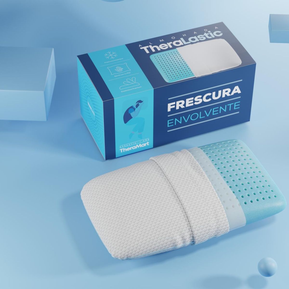 THERAMART - Almohada Theralastic - Anátomica y flexible de alta resiliencia