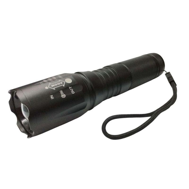 GEN - Linterna Tactica Retractil Zoom Luz Led Alta Potencia A Pilas - Negro