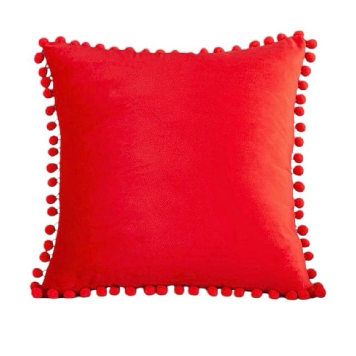 GENERICO - Pack 2 Fundas Cojin Terciopelo Con Pompón 43x43cm