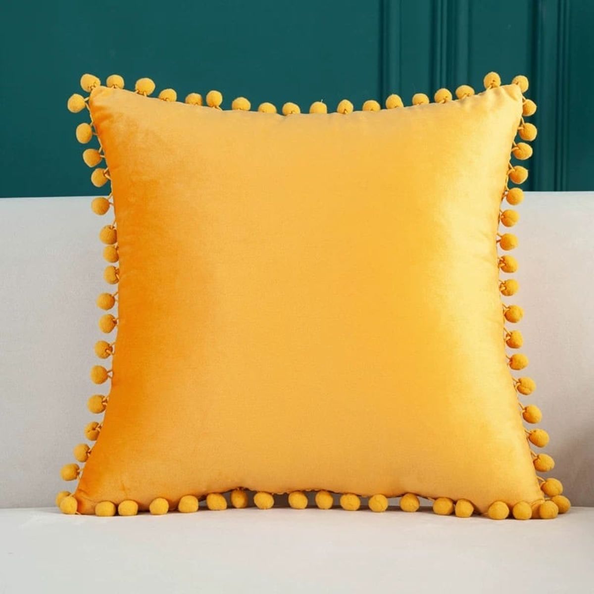 GENERICO - Pack 2 Fundas Cojin Terciopelo Con Pompón 43x43cm A2