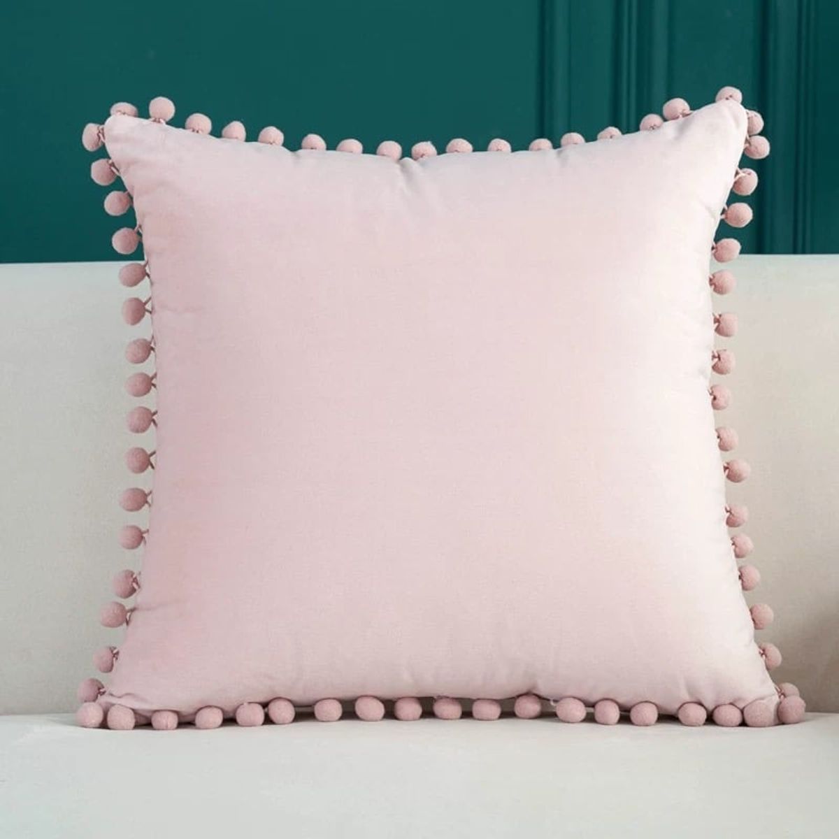 GENERICO - Pack 2 Fundas Cojin Terciopelo Con Pompón 43x43cm A6