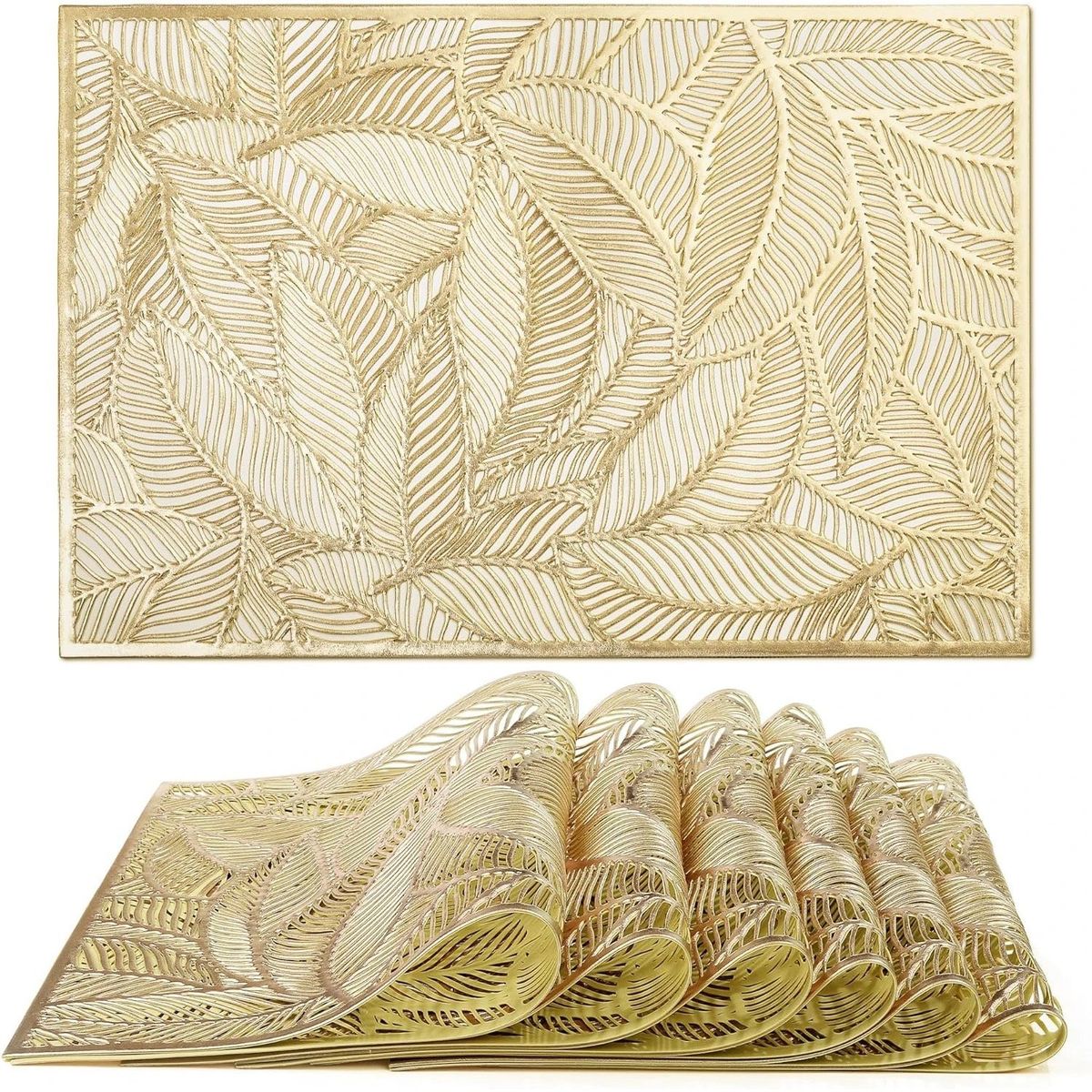 GENERICO - Set 6 Individuales rectangulares de mesa dorado