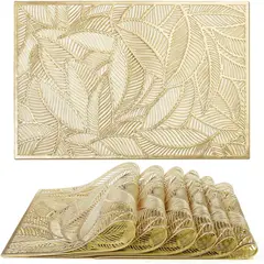 GENERICO - Set 6 Individuales rectangulares de mesa dorado