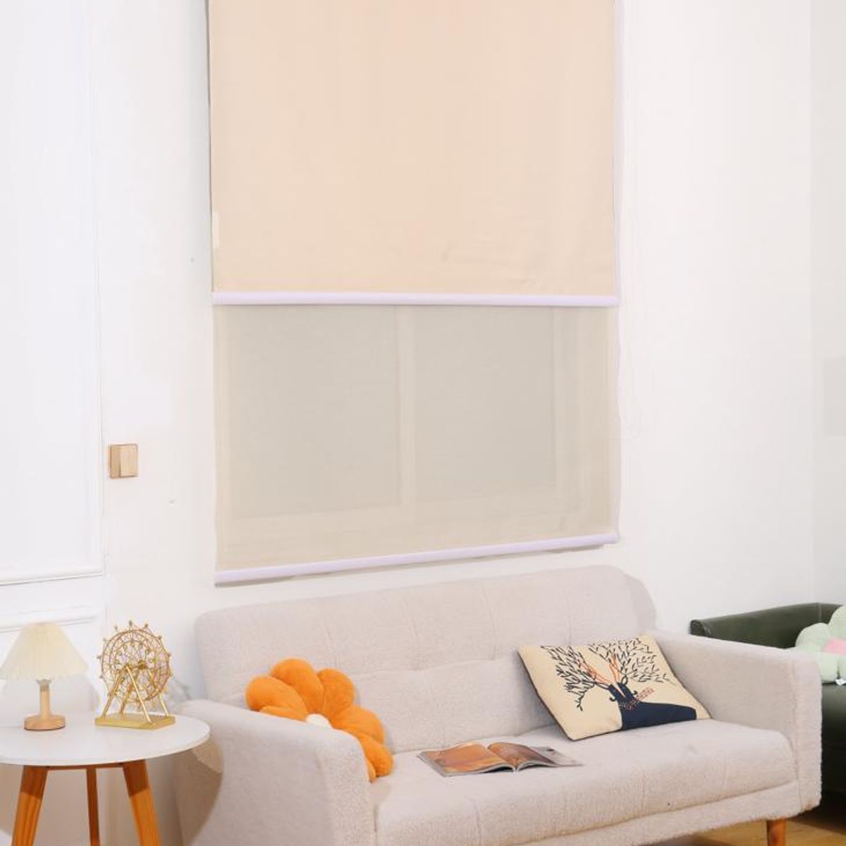 GENERICO - cortina doble beige visillo mas blackout 150x240