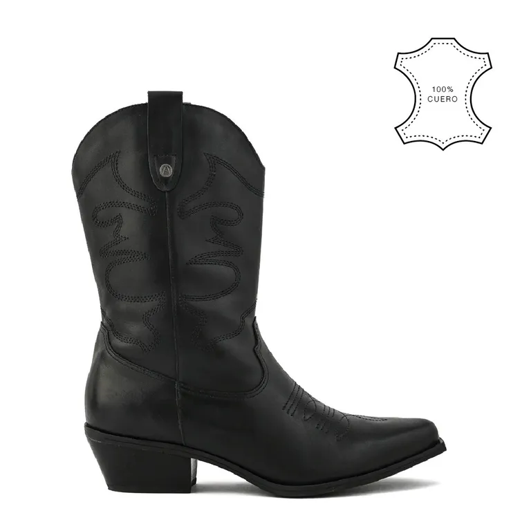Bota marcella cuero negro
