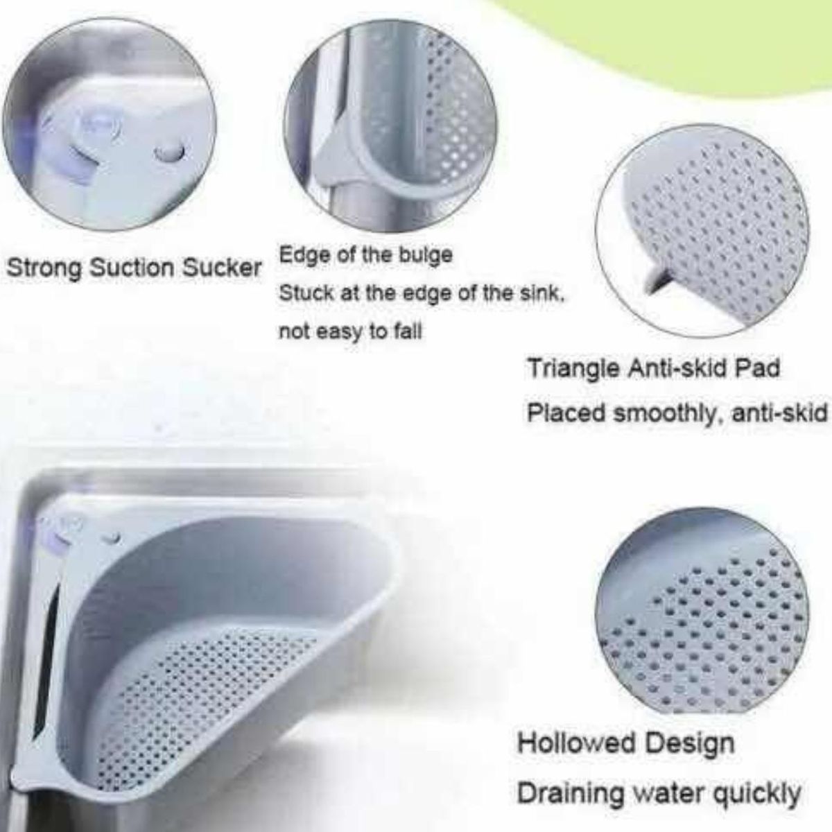 GENERICO - Colador Escurridor Lavaplatos Organizador Cocina Esquinero Gris