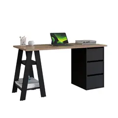 DF HOME - Escritorio Nova 3 Cajones Negro Castaño B114.088