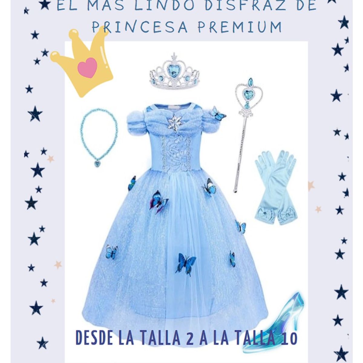 GENERICO - Disfraz Princesa Celeste Premium incluye accesorios T8