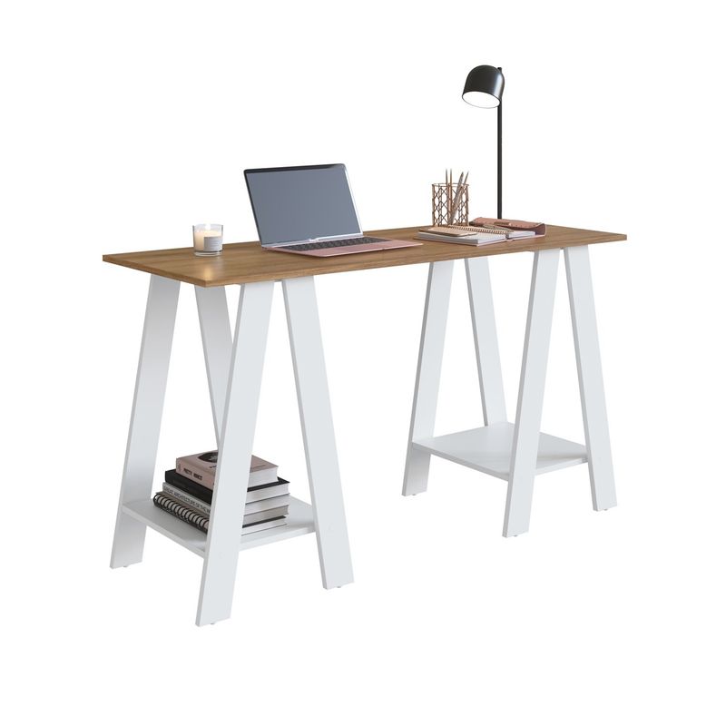 DF HOME - Escritorio Cavalete Castaño Blanco B61077