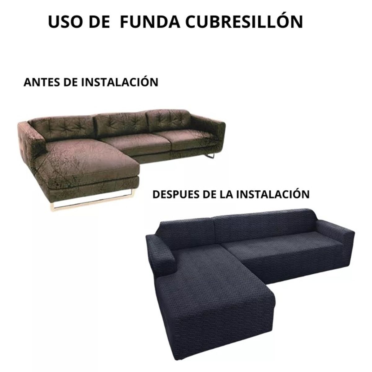 GENERICO - FUNDA PARA SILLON TIPO L GRIS DISEÑO TEXTURIZADO 3 CUERPO TF