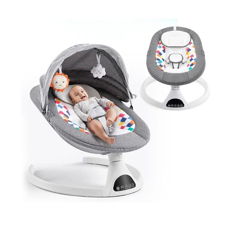 BABYMINE - Silla Mecedora Eléctrica Táctil para Bebé Gris - BABYMINE