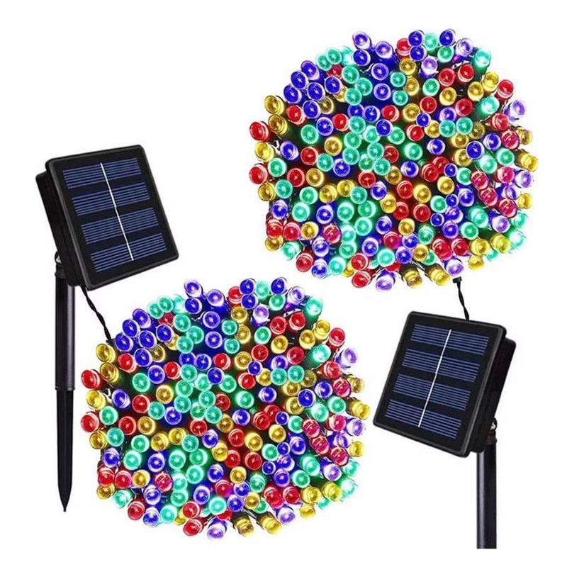 GENERICO - Pack x2 Luces Solares Guirnalda 100 Led Multicolor 10 Metros