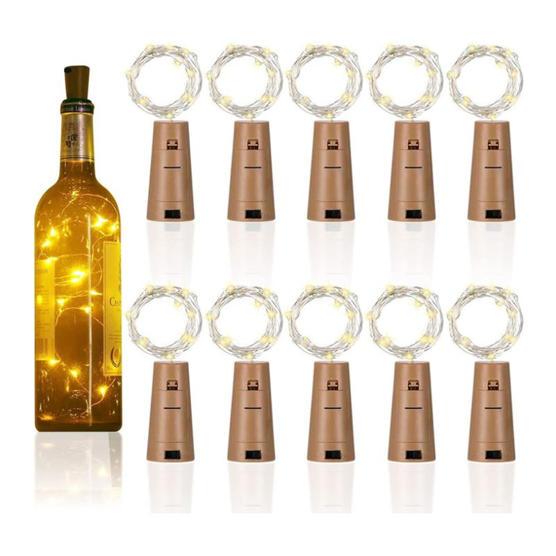 KUANGYE - Pack X20 Luces Corcho Hada Alambre Micro Led Boda Calido