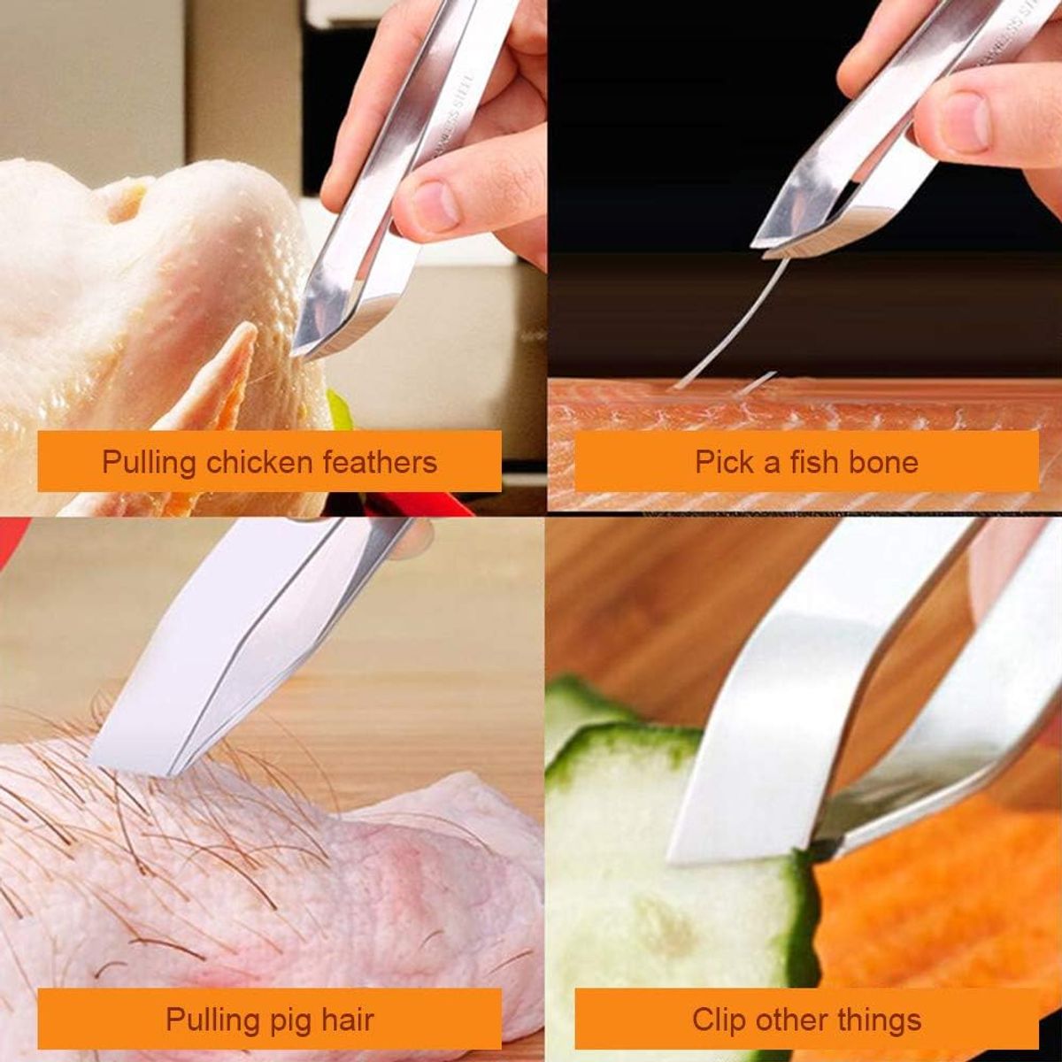 KUANGYE - Juego 3 Pinzas Cocina Emplatar Y Espina Pescado Gastronómica