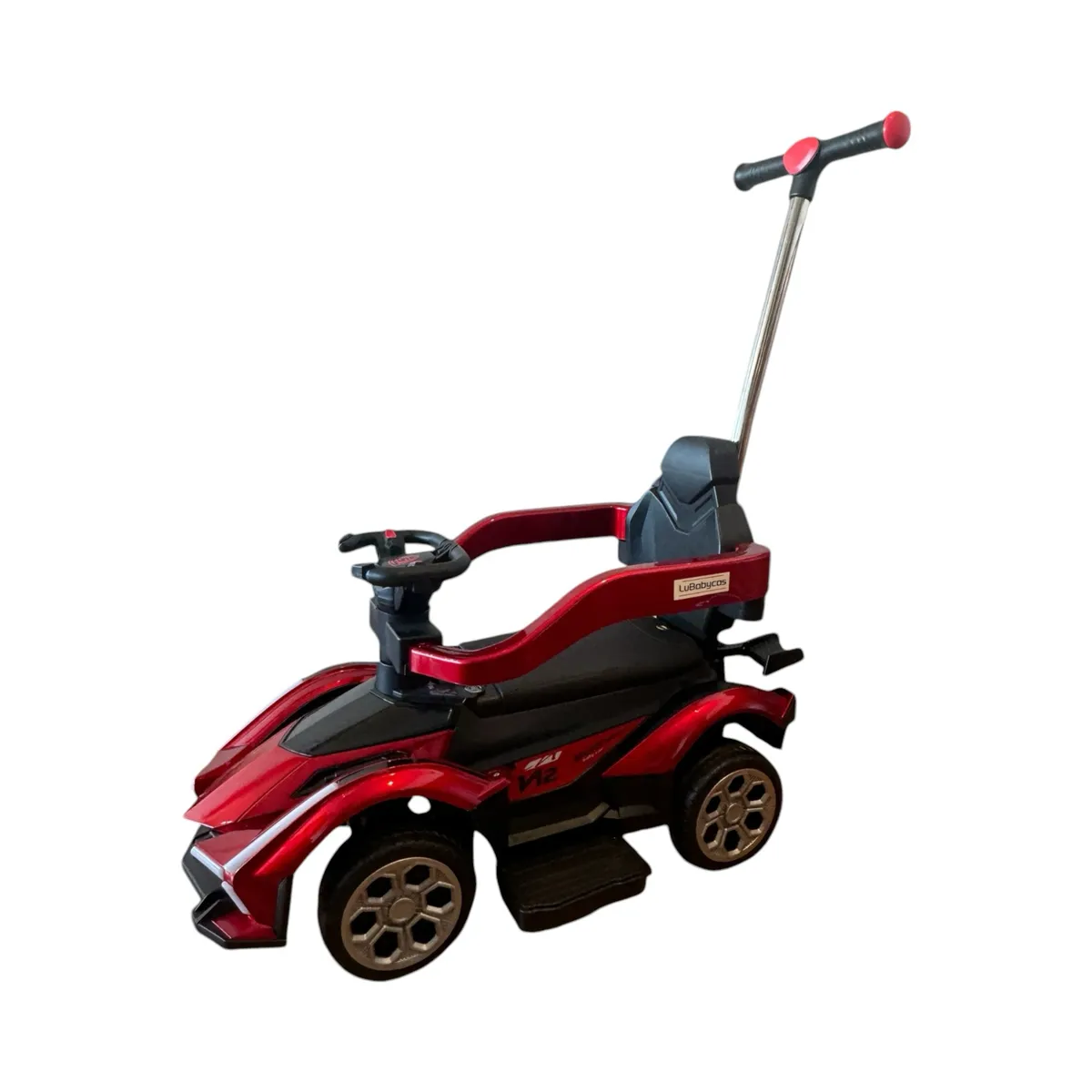 LUBABYCAS - Correpasillo Andador Auto Con Manilla LuBabycas Rojo